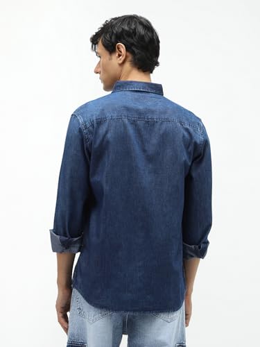 Image of Urbano Fashion Men's Regular Fit Full Sleeve Washed Denim Shirt