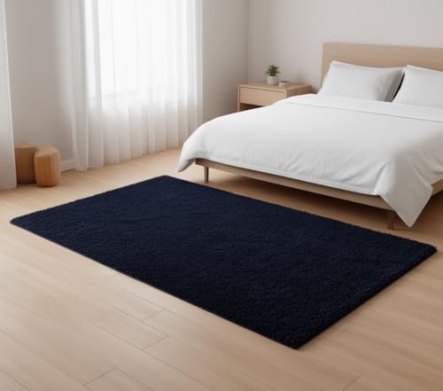 Image of Carpet for Hallway, Kitchen, and Modern Interiors, Cozy Shag Runner for Living Room, Entryway & Office Decor Size 4x6 feet Blue