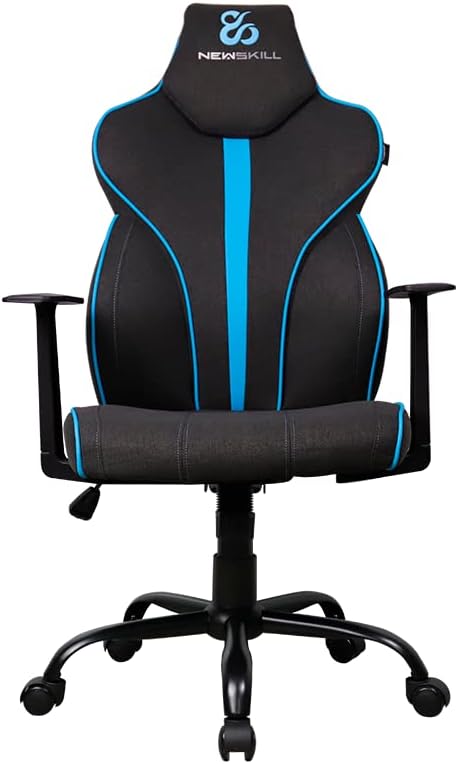 NEWSKILL Fafnir Professional Gaming Chair, Breathable Fabric, Adjustable Tilt and Height, Ergonomic, Piston Gas Class 4, Up to 150 kg, Reinforced Metal Base, Gaming Chair, Black and Blue