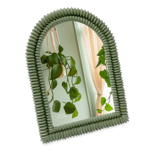 Isaac Jacobs 4x6 Glossy Rosemary Green Double Bead Arch Photo Frame with Black Fabric Easel Tabletop Wall-Mountable Shelf and Desk Decorative Art Design Home Dcor (4x6 Glossy Rosemary Green)