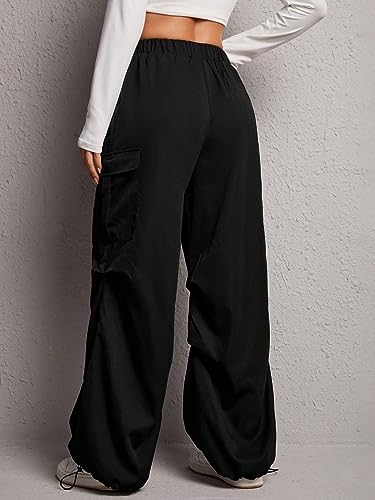 WDIRARA Women's Cargo Pants Flap Pockets Baggy Side Drawstring Adjustable Elastic High Waisted Y2k Street Cargo Pants2