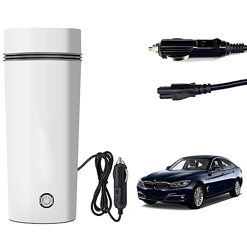 Image of Oshotto 12V Portable Electric Kettle Cup Stainless Steel Electric Kettle Auto Shut-off For Travel Camping, Road Trip Compatible with BMW 3 Series-2010-2026 (350ml) - White
