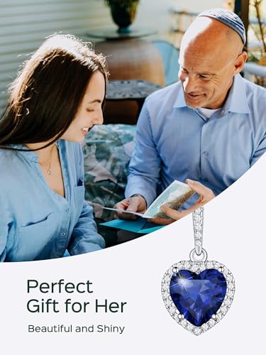 ChicSilver 925 Sterling Silver Heart/Round/Pear/Emerald Cut Simulated Birthstone Necklace Birthday Gift for Women Girls3