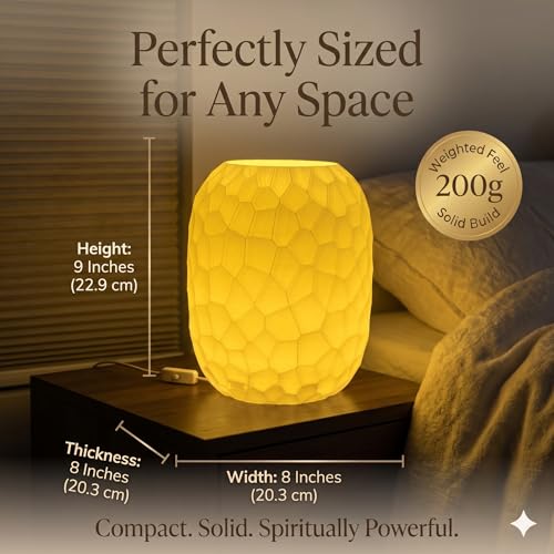 Image of Modern Table Lamp with Warm Yellow 10W LED - Ambient Night Light for Bedroom, Living Room, Desk & Home Decor | Eco-Friendly Warm Glow Lamp | USB Powered (Geometric Pattern)