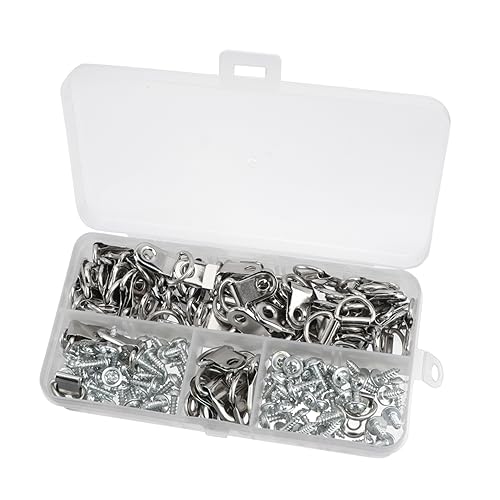 Image of SEWACC Picture Hanging Kit 80pcs Silver Photo Frame Hooks Home Hardware Set for Frame Picture Hanging Tool Kit