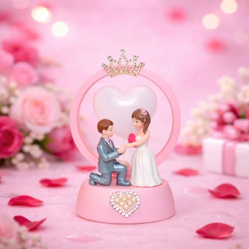 CraftVatika Valentine's Day Gift for Girlfriend Boyfriend, Propose Day Couple Showpiece with Lights Gifts for Husband Wife, Home Decor Items for Living Room, Birthday for Women Man