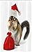 Produktbild ABAKUHAUS Weihnachten Schmaler Duschvorhang, Streifenhörnchen in Santa Hat, Badezimmer Deko Set aus Stoff mit Haken, 120 x 180 cm, Hellgelb Weiß Rot