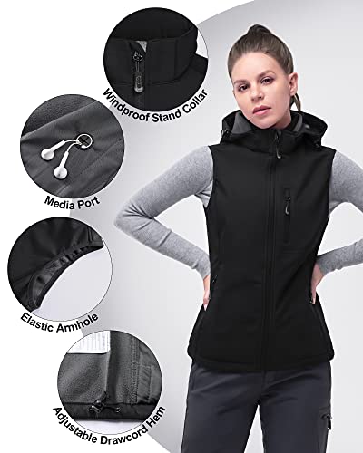 33,000Ft 3A086A Women'S Hooded Lightweight Softshell Vest Fleece Lined Windproof Zip Up Sleeveless Jacket thumb #2