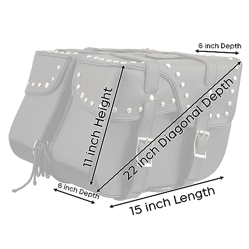 Image of Milwaukee Leather Studded Throw-Over Motorcycle Saddlebags - Synthetic Leather - Universal Fit - Zip-Off - Large