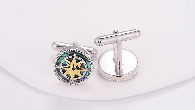 Mancuernillas Hombre Plata Esterlina 925 Brújula miniatura 7