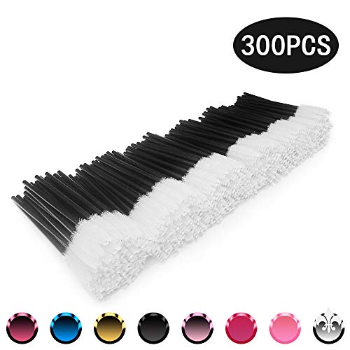 300pcs Disposable Eyelash Mascara Wands Brushes Cosmetic Eyelash (300 PCS, White)