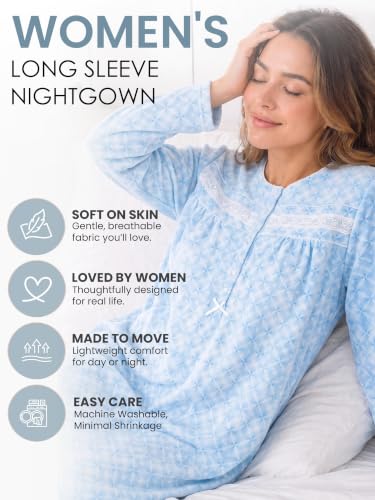 Image of Casual Nights Women's Cozy Long Sleeve Fleece Nightgown