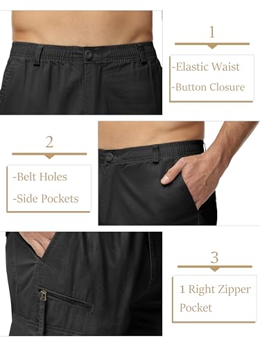 MAGCOMSEN Mens Cargo Shorts Long Capri Elastic Below The Knee 3/4 Cotton Casual Summer Shorts with Pockets4