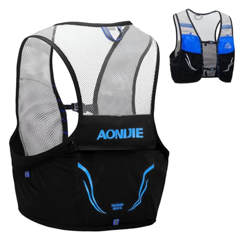 TRIWONDER Chaleco de Hidratación Mochila de hidratación Ligero 2,5L para Trail Running Ciclismo Marathoner Hombre Mujer (Azul y Negro - Solo Chaleco, M/L (90 - 102 cm))