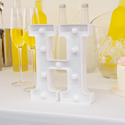 Image of Restaurantware Illumify 6 x 1.2 x 8.7 Inch Light Up Letter 1 Durable Marquee LED Light - Letter H Touchproof White Plastic Party Light Keyhole Slot For Parties Weddings Or Special Events