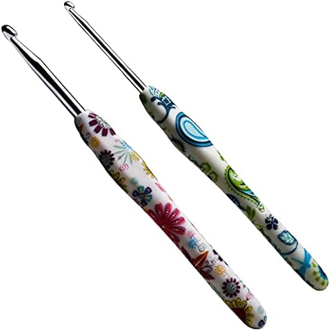 3.25mm+5mm Looen Crochet Hook, Ergonomic Handle for Arthritic Hands, Soft Rubber Grip Extra Long  Knitting Needles for Crochet Beginners, Knitting Enthusiasts (3.25mm+5mm) Cover