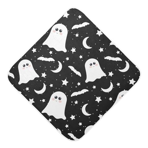 Image of YETTASBIN Halloween Ghost Baby Towel, Ultra Soft Absorbent Cotton Baby Hooded Bath Towel for Newborn Baby Boy Girl, Toddler, Infant Registry Gift - 30 x 30 Inch