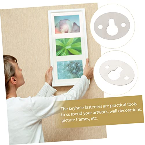 Image of DOITOOL 2sets Oval Keyhole Hangers Frame Hanging Hardware Space-Saving for Wall Decor Picture Frames 15pcs*2