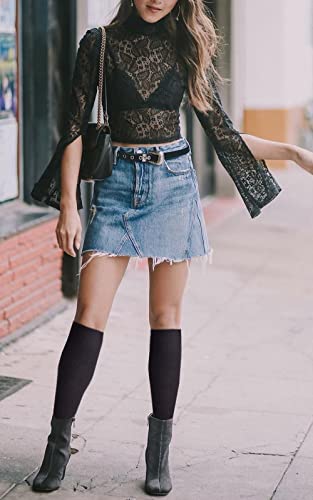 Image of Abodhu Womens Thigh High Socks, Over Knee Socks for Women, Striped Knit Long Tall Stockings, Cosplay Casual Socks