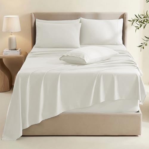 Image of Hearth & Harbor Bed Sheets, Luxury Soft 6 Piece Bed Sheet Set Extra Deep Pocket Fitted Sheets Fits Mattress up to 21 inch, Double Brushed Bedding Sheets & Pillowcases,