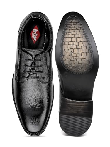 Image of Lee Cooper LC1473E2R Men's Leather Derby Formal Shoes | Lightweight, Comfortable & Stylish Lace-Ups for Office, Business