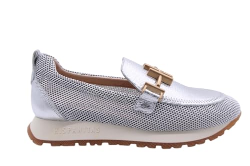 Hispanitas Para Mujer. HV253919 Mocasines De Piel Kansas Plateado (36), Plata, Plano, 1 A 3Cm, Ninguno, Casual - 5