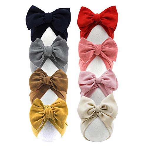 Image of Baby Turban Big Hair Bow Baby Hat Baby Girl Soft Beanie Cap Newborn Infant Toddler Kid Headwrap