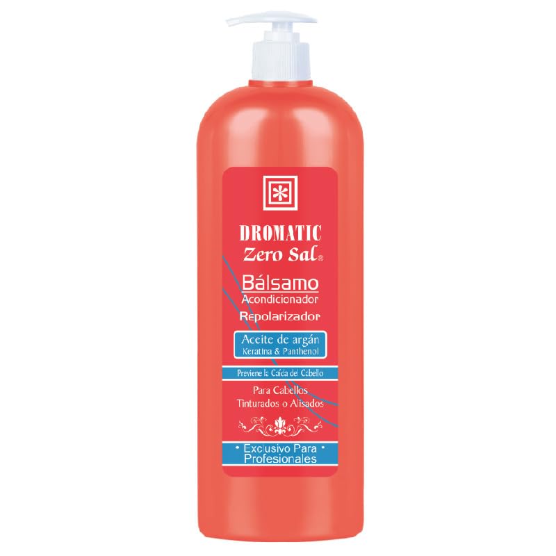 Dromatic Zero Sal Balsamo Acondicionador Repolarizador Aceite de Argán Keratina y Pantenol Colombia33.8oz-33.8 fl oz Litro