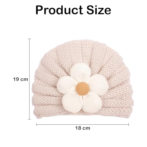 Image of SYGA Baby Cap Flower Wool Warm Knitted Streachable Hat Infant Toddler Baby Cap 0-3 Years