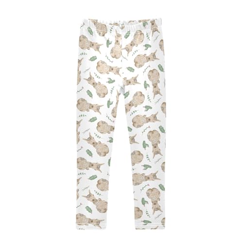 Alpaca Watercolor Girls Leggings,Workout Leggings for Girls Toddler Athletic Leggings Size for 3-10T