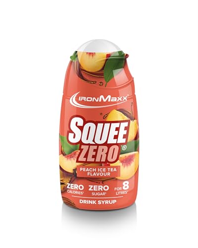 IronMaxx SqueeZero - Peach Ice Tea 65ml Sirup, Erfrischendes Geschmackserlebnis für 8 Liter, Zuckerfrei und Kalorienfrei in 100ml verzehrfertigem Getränk