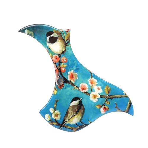 エレキギターのピックガード ギターピックガード スクラッチプレート セルロイドとエポキシ樹脂 フォークギター用(1R Clear Bird)