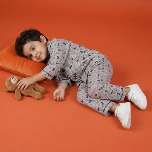 Image of CLAP Kids Cotton Printed Full Sleeves Night Suit