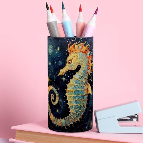 Boîte à musique porte-pinceaux de maquillage hippocampe en métal