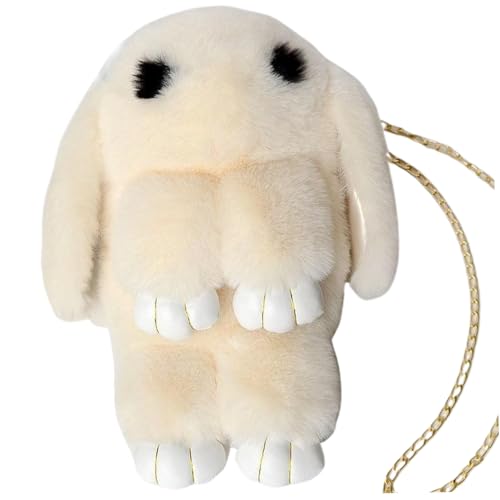 Lindo monedero de conejito de peluche con asa de hombro tipo bandolera