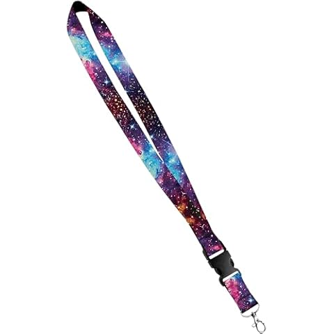 Moose Pet Wear Print Lanyard - Satin Keychain Necklace With Side Release Buckle and Snap, ID Badge Holder - 1 Inch, Universe Cover