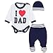 TupTam Conjunto de Ropa Bebé Body, Polaina, Gorra, I Love Papa Azul Oscuro, 68
