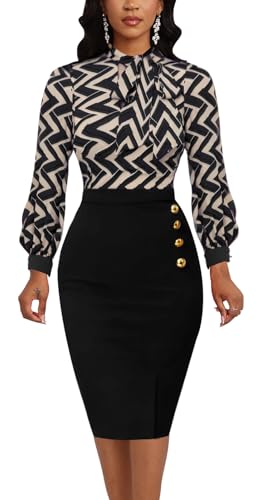 Women's Long Sleeve Bodycon Midi Dresses Office Work Pencil Dress
