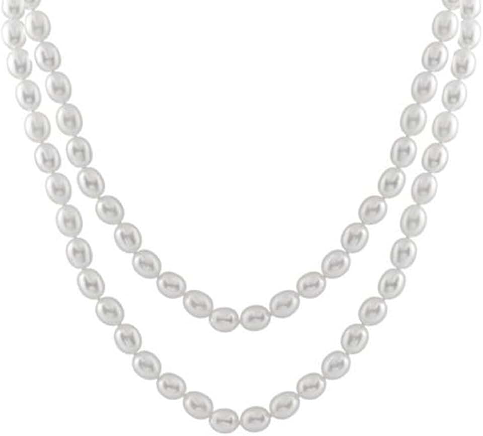 Colar feminino longo de pérolas, pérolas barrocas naturais de água doce de 8 a 9 mm em branco, preto, rosa e multicor, 122 cm