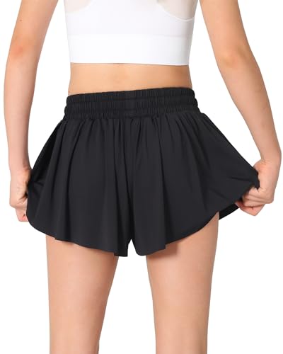 Girls Butterfly Shorts Kids Flowy Shorts 2-in-1 Girls Butterfly Skirts with Pocket4