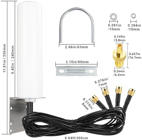 Boobrie 4x4 MIMO 5G 4G LTE Antenna 600-6000MHz Omnidirectional Antenna with SMA TS9 Connector 9.84ft RG58 Cable for T-Mobile Home Internet Verizon AT&T Modem Routers Gateways Hotspot Cellular - 1