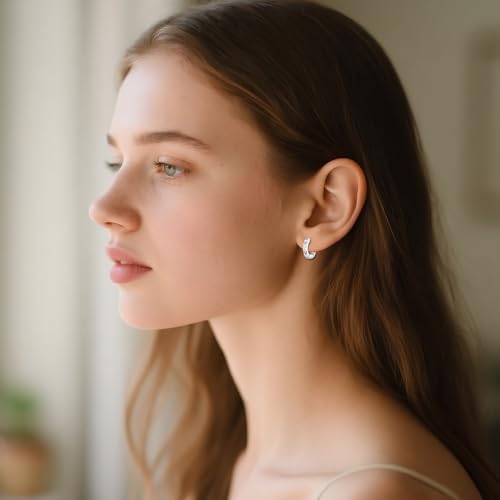 Moonstone/Pink Opal/Blue/Abalone Hoop Earrings for Women Sterling Silver Small Hoop Earrings Teardrop Huggie Earrings Jewelry Gifts2