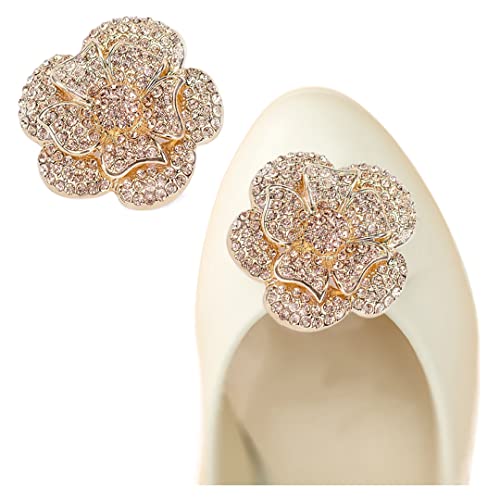 Clip de zapatos de cristal rosa elegante 3D Rhinestone Glitter decoración de zapatos para zapatos de boda accesorios para el cabello, Diamante de imitación, estrás Cover