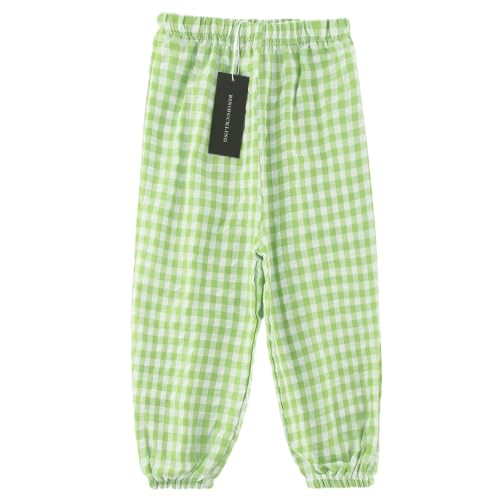Image of BINIDUCKLING Toddler Pull Up Loose Gingham Girls Pants