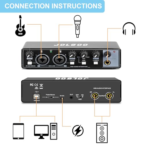 Interface audio USB 24 bits 192 kHz avec entrée XLR pour PC - 2
