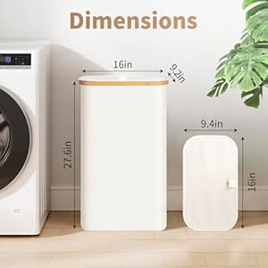 Laundry Hamper with Lid65L Laundry Basket for Clothes hamper Laundry Basket with Bamboo Handle and Removable Bags Large Foldable Dirty Clothes Hamper White