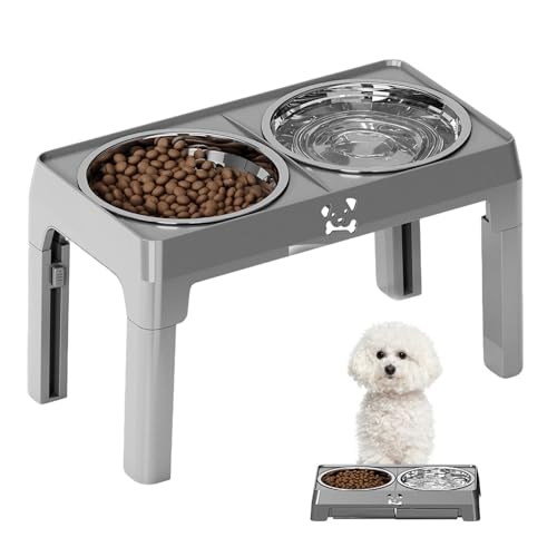 Höhenverstellbarer Hundenapf-Ständer Mit 2×1200ml Edelstahlschalen - 5-stufig Einstellbar Für Mittelgroße & Große Hunde | rutschfeste Fütterungsstation Für Bessere Verdauung