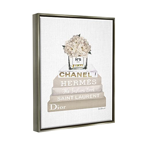Image of Beige High Fashion Bookstack Glam, 16 x 20 Inch Canvas in Floater Frame