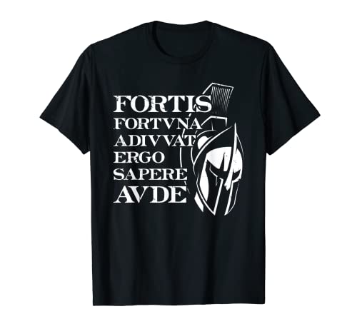 Fortis Fortuna Adiuvat Ergo Sapere Aude Latin Philosophy t-shirt, Preto, Pequeno