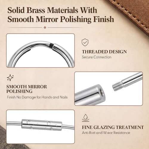Image of WILLBOND Brass Carabiner Key Ring Locking Screw Carabiner Clips Round Key Rings Keychain Kit for Handbags Purse Bag Charm